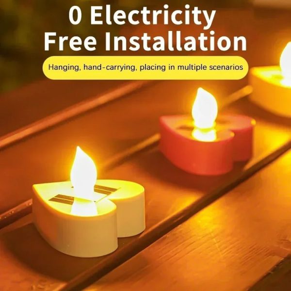 Solar Candle Light Outdoor Courtyard Villa Garden Waterproof Decoration Light, Spec: Heart Mode White Shell - Image 5