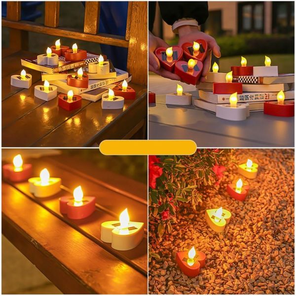 Solar Candle Light Outdoor Courtyard Villa Garden Waterproof Decoration Light, Spec: Heart Mode White Shell - Image 8