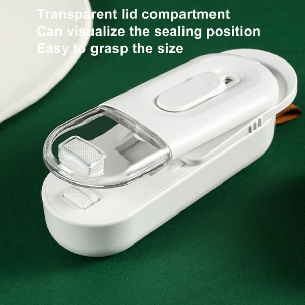 Food Packaging Sealer 2 In 1 Magnetic Mini Handheld Vacuum Sealer Machine With Cutter (White) - Image 4
