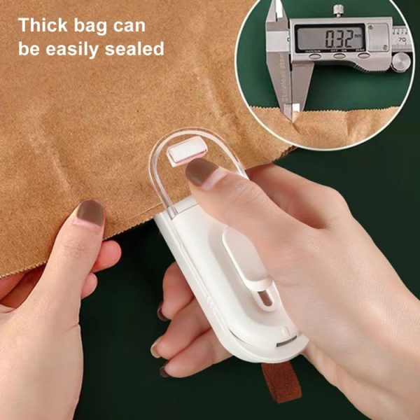 Food Packaging Sealer 2 In 1 Magnetic Mini Handheld Vacuum Sealer Machine With Cutter (White) - Image 9