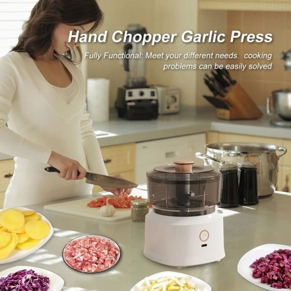 JRQ-01 Home Wireless Electric Meat Grinder Kitchen Garlic Pounder, Size: Long-press (Green) - Image 10
