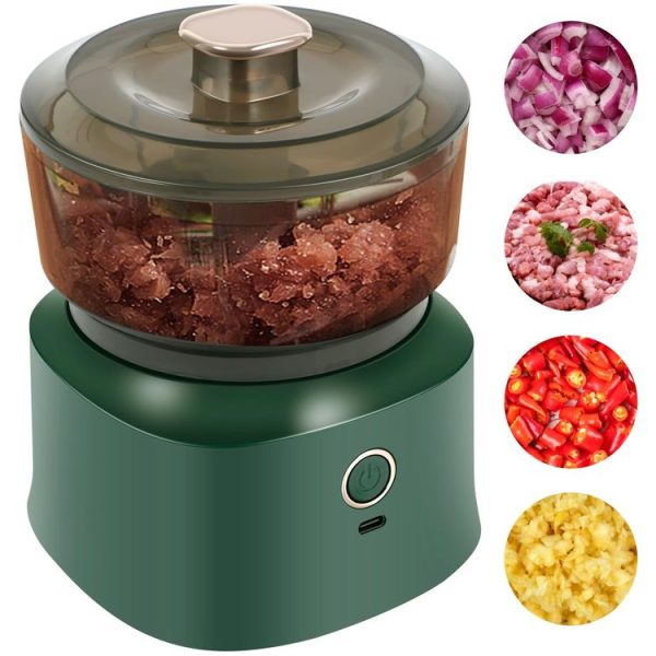 JRQ-01 Home Wireless Electric Meat Grinder Kitchen Garlic Pounder, Size: Long-press (Green) - Image 2