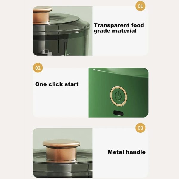 JRQ-01 Home Wireless Electric Meat Grinder Kitchen Garlic Pounder, Size: Long-press (Green) - Image 4