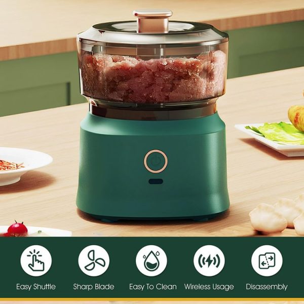 JRQ-01 Home Wireless Electric Meat Grinder Kitchen Garlic Pounder, Size: Long-press (Green) - Image 8