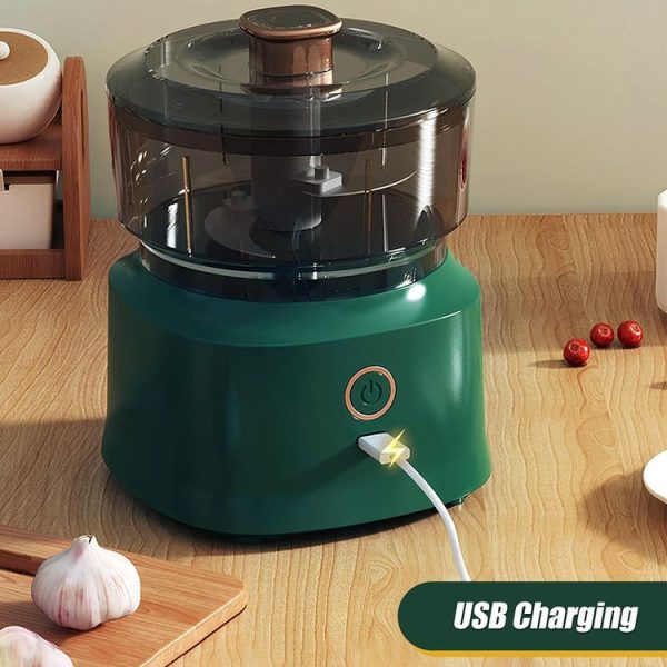 JRQ-01 Home Wireless Electric Meat Grinder Kitchen Garlic Pounder, Size: Long-press (Green) - Image 9