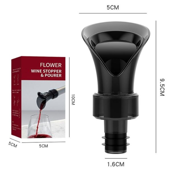 2-in-1 Red Wine Cacuum Stopper Wine Pourer Quick Sobering Device (Black Petal Type) - Image 3