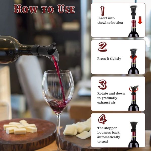 2-in-1 Red Wine Cacuum Stopper Wine Pourer Quick Sobering Device (Black Petal Type) - Image 6