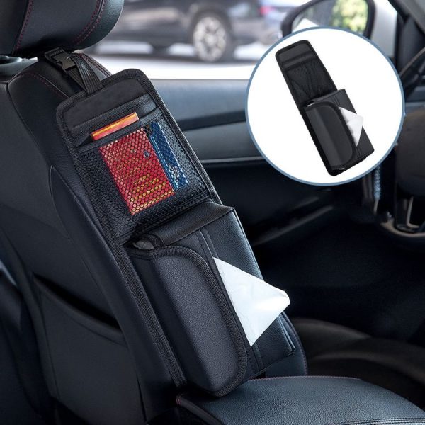 Car Seat Side Storage Hanging Bag Tissue Box, Model: H320 Litchi Pattern