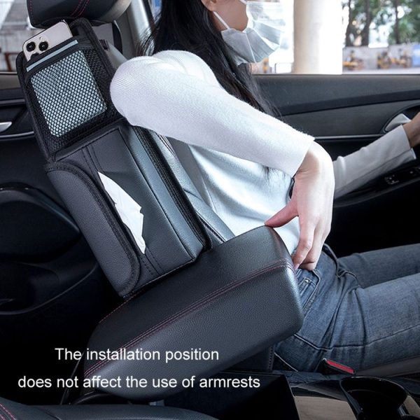 Car Seat Side Storage Hanging Bag Tissue Box, Model: H320 Litchi Pattern - Image 7