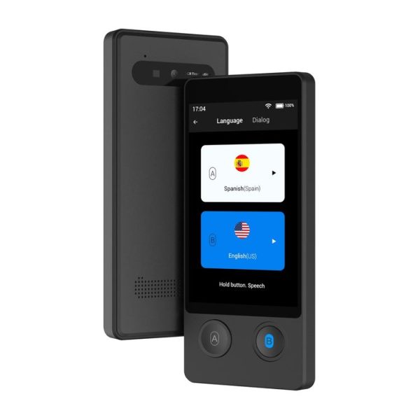 Hishell W12 144 Languages AI Voice Translator Smart Camera Translator Offline Dialogue Real-Time Mutual Translation (Black)