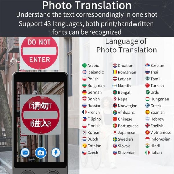 Hishell W12 144 Languages AI Voice Translator Smart Camera Translator Offline Dialogue Real-Time Mutual Translation (Black) - Image 11
