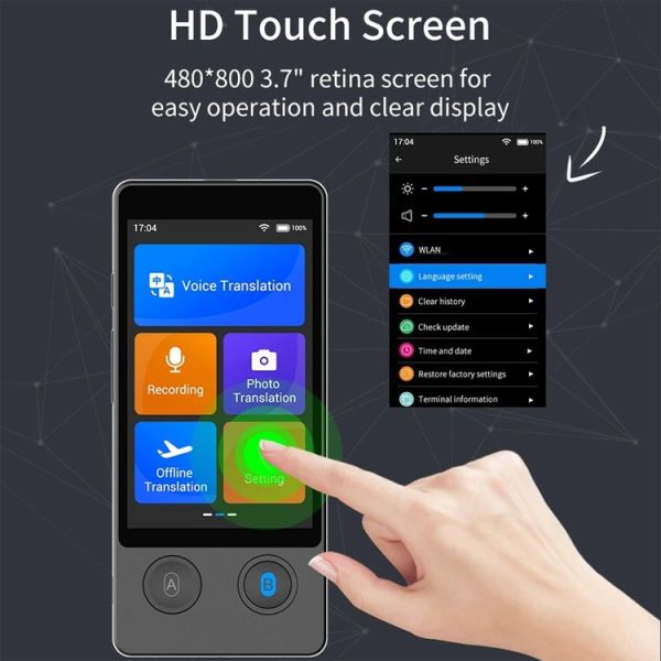 Hishell W12 144 Languages AI Voice Translator Smart Camera Translator Offline Dialogue Real-Time Mutual Translation (Black) - Image 4