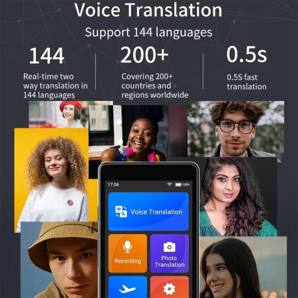 Hishell W12 144 Languages AI Voice Translator Smart Camera Translator Offline Dialogue Real-Time Mutual Translation (Black) - Image 8