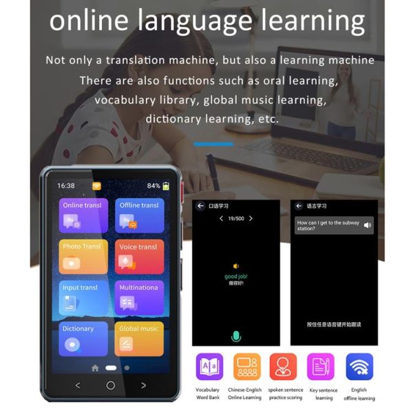 Hishell P40 Smart Translator 135 Languages Voice Intelligent Online Translation Machine Offline Multilanguage Speech Translate (Black) - Image 2