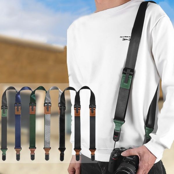 Quick Release Mirrorless Camera Crossbody Strap SLR Camera Decompression Halter Strap (Black+Brown) - Image 8