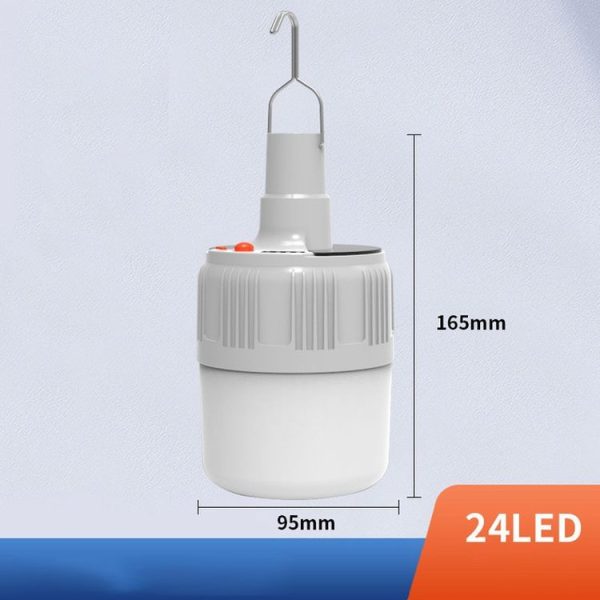 Rechargeable LED Solar Bulb Light Waterproof Night Market Stall Energy Saving Lamp, Model: 24LED - Image 2