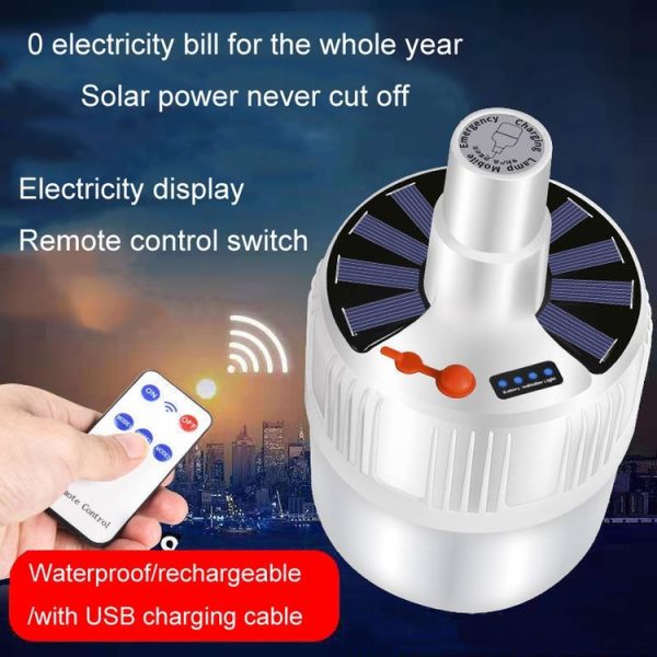Rechargeable LED Solar Bulb Light Waterproof Night Market Stall Energy Saving Lamp, Model: 24LED - Image 5
