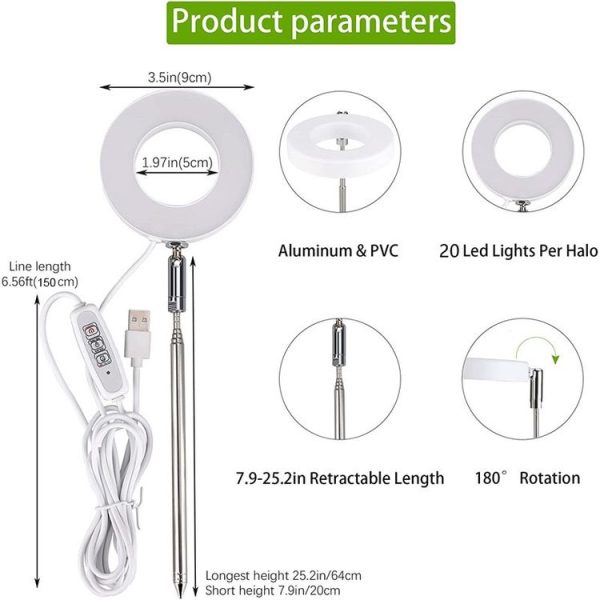 Single Head LED Angel Ring Plant Growth Light Imitation Sunlight Telescopic Plant Fill Light - Image 5