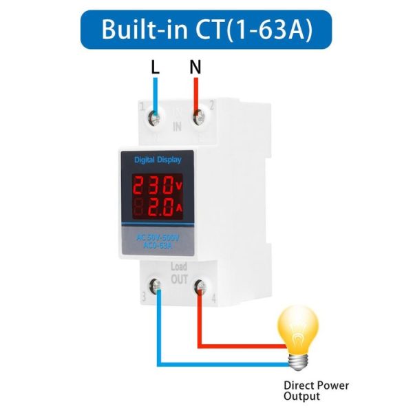 SINOTIMER SDM002 Household DIN Rail Single-Phase AC Dual Display Voltage And Current Meter (63A Build-In Intestinal Sensor) - Image 2