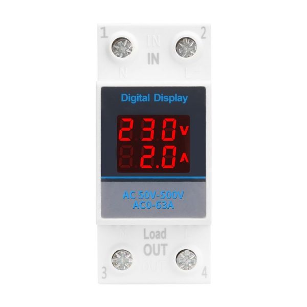 SINOTIMER SDM002 Household DIN Rail Single-Phase AC Dual Display Voltage And Current Meter (63A Build-In Intestinal Sensor) - Image 3