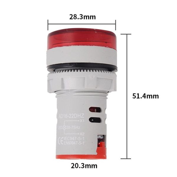 SINOTIMER ST16HZ 20-75Hz AC Frequency 22mm Round Opening LED Digital Signal Indicator Light (01 Red) - Image 6