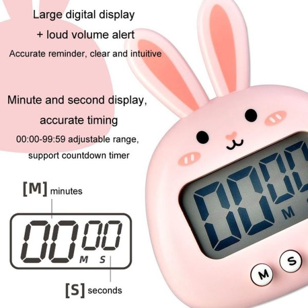 Cartoon Electronic Timer Magnetic Student Study Time Manager (RB740 Bunny Pink) - Image 4