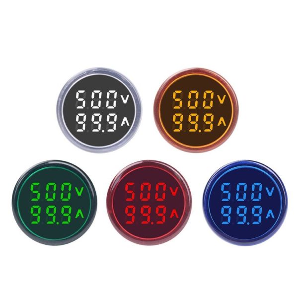 SINOTIMER ST16VA Round 22mm LED Digital Display AC Voltage Current Indicator AC 60-500V 0-100A (01 Red) - Image 2