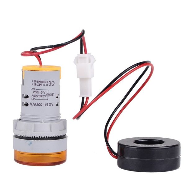 SINOTIMER ST16VA Round 22mm LED Digital Display AC Voltage Current Indicator AC 60-500V 0-100A (01 Red) - Image 3