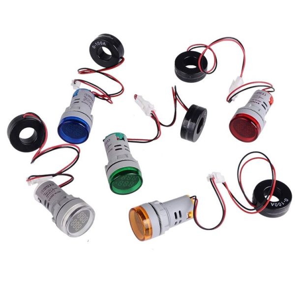 SINOTIMER ST16VA Round 22mm LED Digital Display AC Voltage Current Indicator AC 60-500V 0-100A (01 Red) - Image 6