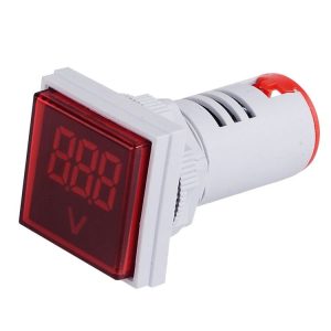SINOTIMER ST17V AC Voltage Signal Indicator 22mm Square LED Digital Display Voltage Head AC 60-500V (01 Red)
