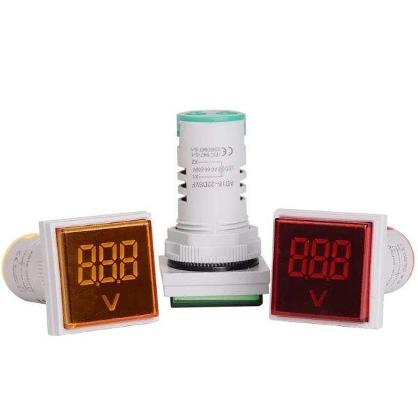 SINOTIMER ST17V AC Voltage Signal Indicator 22mm Square LED Digital Display Voltage Head AC 60-500V (01 Red) - Image 4