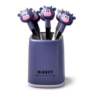 7 In 1 Household Cartoon Stainless Steel Fruit Fork Restaurant Cake Snack Cookie Forks (RB573 Calf Blue Purple)