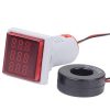 SINOTIMER ST17VAH 3 In 1 Square LED Digital Display AC Voltage Current Frequency Indicator 60-500V 0-100A 20-75Hz (01 Red)