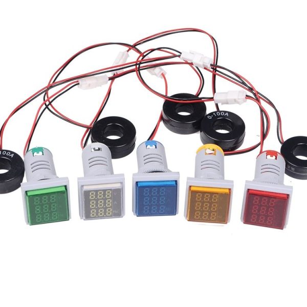 SINOTIMER ST17VAH 3 In 1 Square LED Digital Display AC Voltage Current Frequency Indicator 60-500V 0-100A 20-75Hz (01 Red) - Image 5