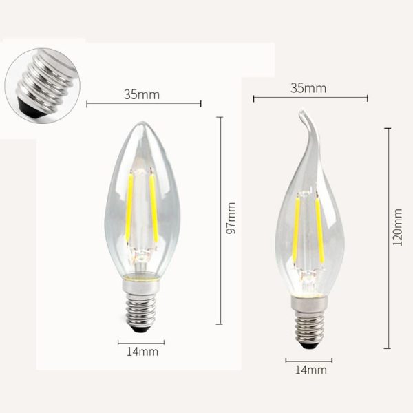 C35 Constant Current Flicker-free LED Highlight Retro Chandelier Lights, Power: Sharp Bulbs E14-2W (2200K) - Image 3