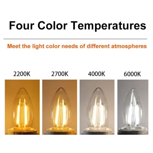 C35 Constant Current Flicker-free LED Highlight Retro Chandelier Lights, Power: Sharp Bulbs E14-2W (2200K) - Image 4