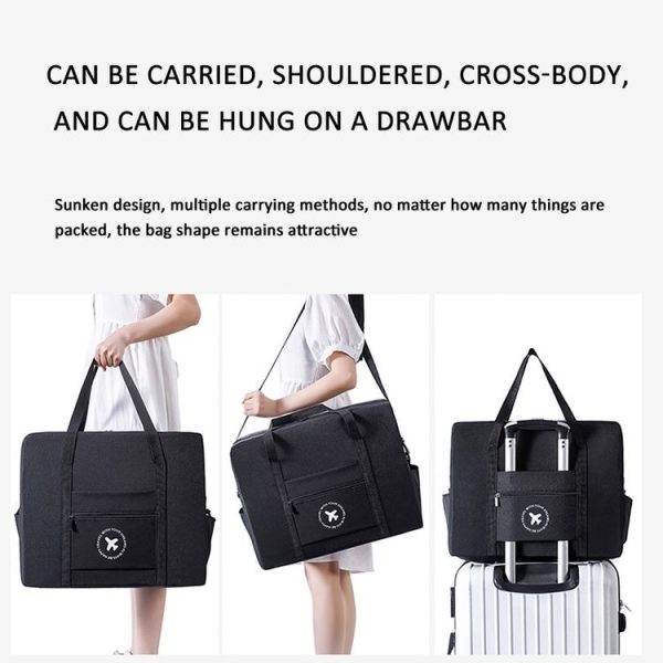 Foldable Travel Bag Shoulder Bag Airplane Suitcase For Camping Hiking, Size: Small Gray - Image 5