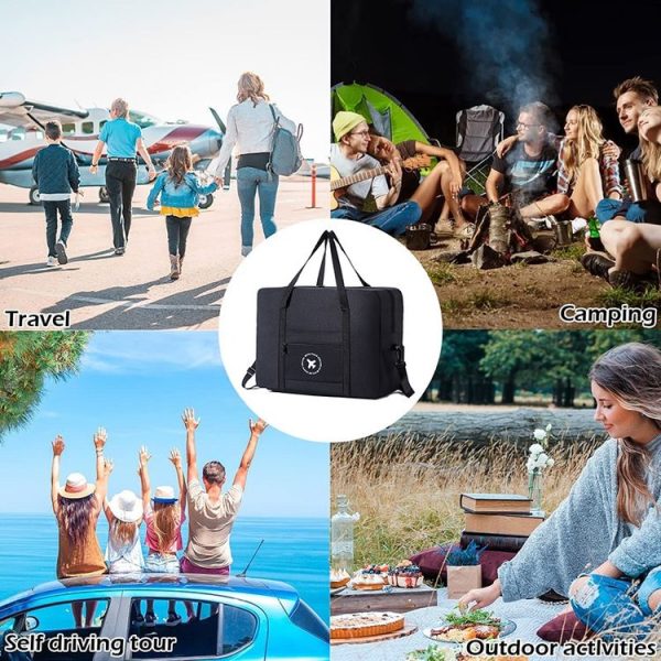 Foldable Travel Bag Shoulder Bag Airplane Suitcase For Camping Hiking, Size: Small Gray - Image 8