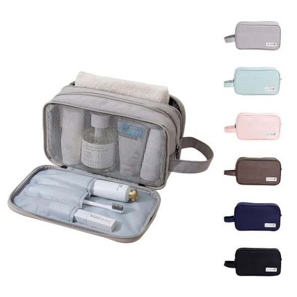Handheld Wet and Dry Separation Travel Toiletry Bag Large Capacity Cosmetic Storage Bag (Light Blue) - Image 2