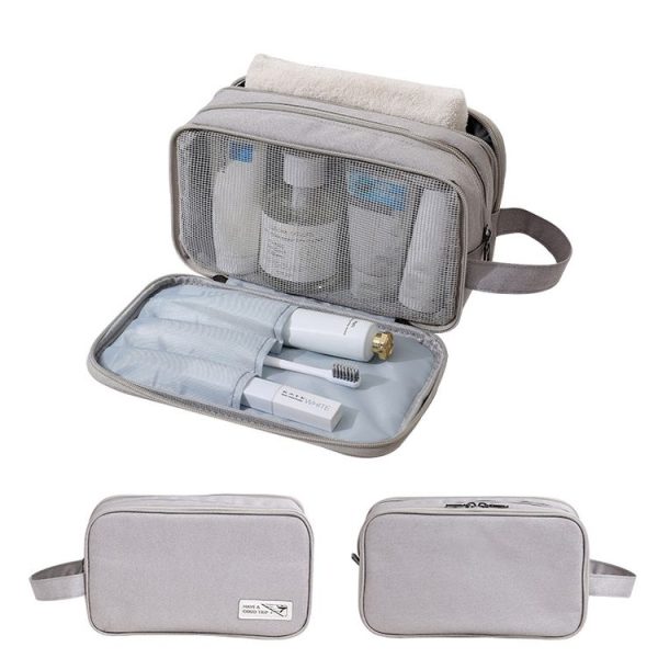 Handheld Wet and Dry Separation Travel Toiletry Bag Large Capacity Cosmetic Storage Bag (Light Blue) - Image 4