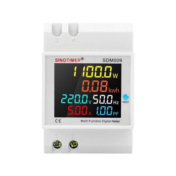 SINOTIMER SDM009 Din Rail Single-Phase Voltage Current Frequency Power Factor Electricity Multifunctional Meter, Model: AC40-300V Built-In - Image 3