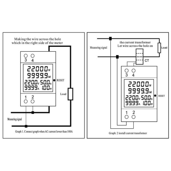 SINOTIMER SDM009 Din Rail Single-Phase Voltage Current Frequency Power Factor Electricity Multifunctional Meter, Model: AC40-300V Built-In - Image 6