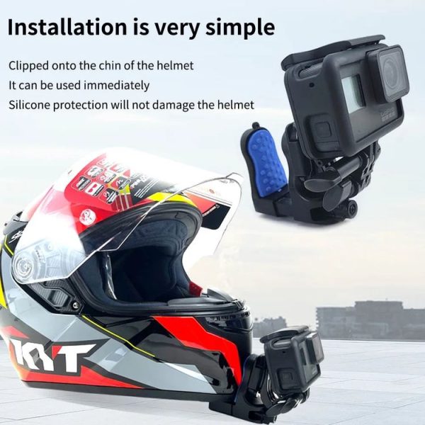 Motorcycle Helmet Chin Clamp Mount for GoPro Hero Series DJI Osmo Action, SJCAM Cameras, Spec: Set 1 - Image 6