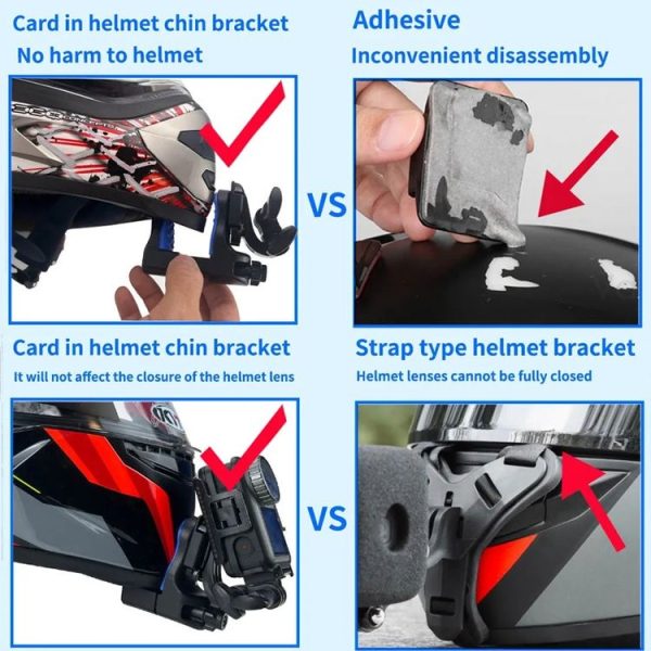 Motorcycle Helmet Chin Clamp Mount for GoPro Hero Series DJI Osmo Action, SJCAM Cameras, Spec: Set 1 - Image 7
