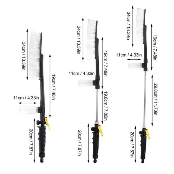 High Pressure Car Wash Nozzle Soft Bristle Long Handle Brush Foam Bottle Tool Set, Specification: Set 1 - Image 3