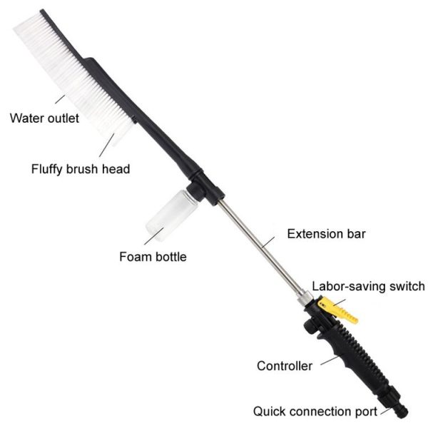 High Pressure Car Wash Nozzle Soft Bristle Long Handle Brush Foam Bottle Tool Set, Specification: Set 1 - Image 4