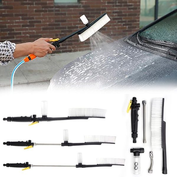 High Pressure Car Wash Nozzle Soft Bristle Long Handle Brush Foam Bottle Tool Set, Specification: Set 1 - Image 5