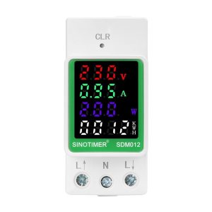 SINOTIMER DIN Rail AC Digital Display Current Voltage Power Electricity Multi-Function Tester, Model: SDM012-2
