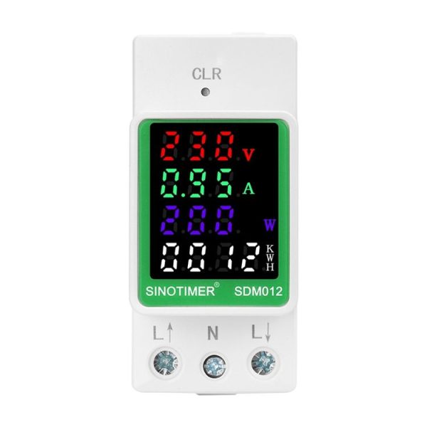 SINOTIMER DIN Rail AC Digital Display Current Voltage Power Electricity Multi-Function Tester, Model: SDM012-2