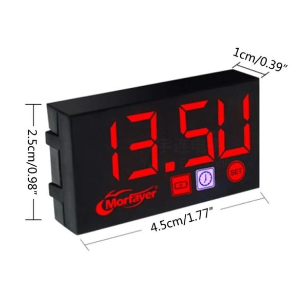 Compact LED Digital Display Time Voltmeter, Specification: 3 in 1 Red - Image 3